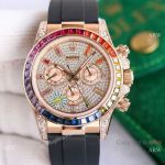 Swiss 7750 Rolex Rainbow Daytona Rose Gold Diamond Dial Rubber Strap Watch 40mm_th.jpg